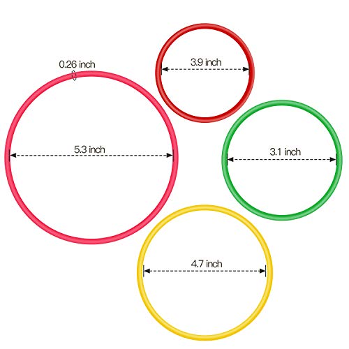 OOTSR 24 pz Anillo de plástico para Juego de Lanzamiento de Anillos, Juegos de práctica de Velocidad y Agilidad, Fiesta, Carnaval, Jardín, Jjuegos al Aire Libre (4 tamaños, 6 Colores)