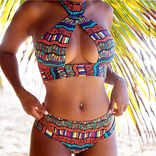 OPAKY Mujeres Sexy Bikini con Estampado de Color Conjunto Push-up Sujetador con Relleno Bikini Mujer 2019 Push up Bikini Bandeau Vendaje Brasileño Traje de Baños de Ropa de Playa