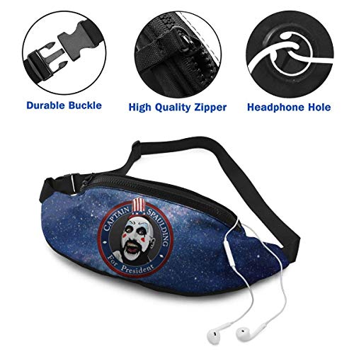 OPLKJ Captain-Spaulding-for-President Riñonera Informal Fitness Belt Bag Pack Bolsa de Bolsillo para Hombres Mujeres Niños Adolescentes