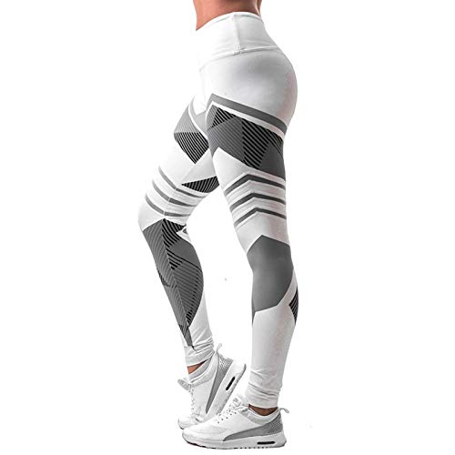 OPNIGHDYMD Las Mujeres Camo Pantalones de la Yoga, Entrenamiento de Talle Alto Gimnasio Legging de Control de la Panza Ejecución de Legging, Tamaño: M (Color : White)