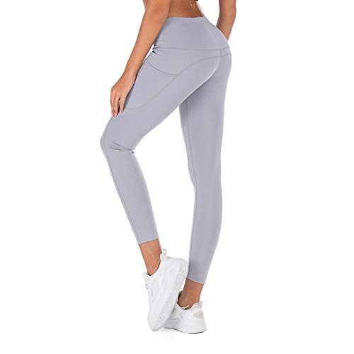OPNIGHDYMD Pantalones de Yoga, Leggings Deportivos para Mujeres, Pantalones de Yoga de Movimiento Ajustado (Color : Light Grey, Size : XL)