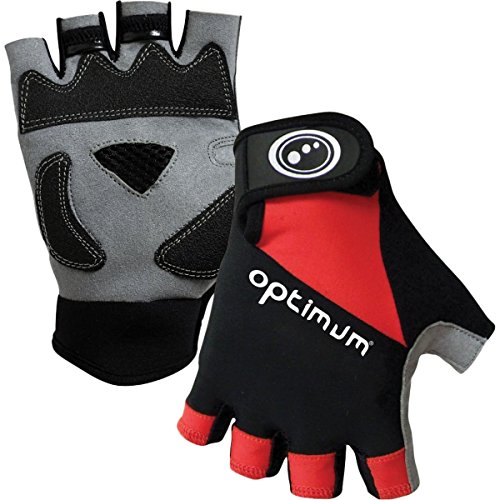 OPTIMUM Cycling Guantes de BMX Hawkley Half Finger Boy-Negro/Rojo/Pequeño, niño, Small