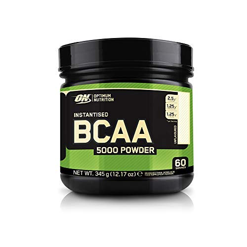 Optimum Nutrition ON BCAA 5000 en Polvo, Suplementos Deportivos, Rico en Aminoacidos Ramificados y Esenciales, sin Azúcar, sin sabor, 60 porciones, 345 g