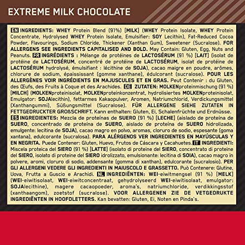 Optimum Nutrition ON Gold Standard 100% Whey Proteína en Polvo Suplementos Deportivos, Glutamina y Aminoacidos, BCAA, Extremo Chocolate, Leche, 71 Porciones, 2.27kg, Embalaje Puede Variar