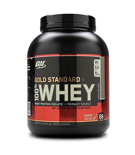 Optimum Nutrition ON Gold Standard 100% Whey Proteína en Polvo Suplementos Deportivos, Glutamina y Aminoacidos, BCAA, Galletas y Crema, 68 porciones, 2.27 kg, Embalaje puede variar