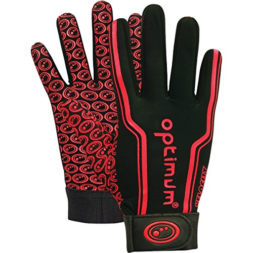 Optimum Velocity Guantes de Rugby Junior, Unisex Juventud, Negro/Rojo, 2X-Pequeño