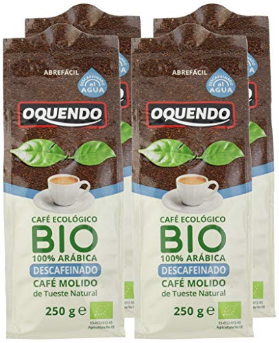 OQUENDO - Café Bio molido Descafeinado (Ecológico) - 4 de 250 gr. (Total 1000 gr.)
