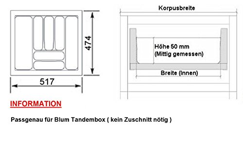 Orga-Box® Cubertero 517 x 474 mm de Blum Tandembox + SO-Tech® Modernbox