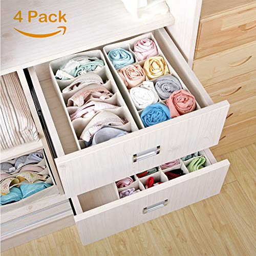 Organizador de Ropa Interior Plegable Organizador de Armario Plegable cajón Divisor 4 Juegos, Plegable Ropa Interior Organizador de Armario para almacenar Calcetines, Bufandas, Sujetador, Corbata,