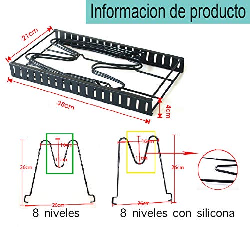 Organizador de Sartenes y Ollas con Estantes Ajustables Diseño 2020 Mejorado, Soporte con Protecciones de Silicona para Utensilios de Cocina. (con Silicona)