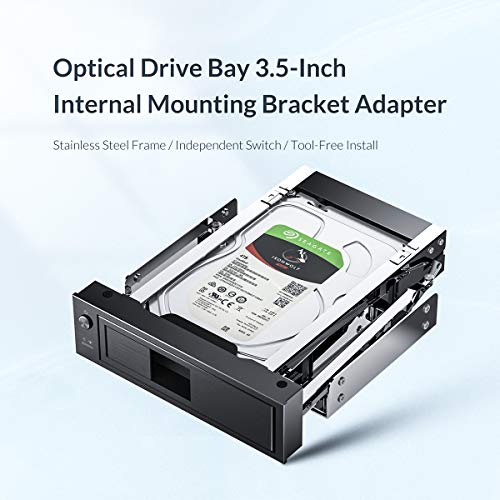 ORICO 1106SS 3.5 pulgadas a 5.25 pulgadas HDD Converter (3.5 pulgadas SATA SAS HDD Rack móvil HDD-ROM Tamaño 5.25) Soporte 5.25 "a 3.5" Montaje del adaptador de disco duro SATA Convertidor de soporte con Power Swtich control, libre de la herramienta