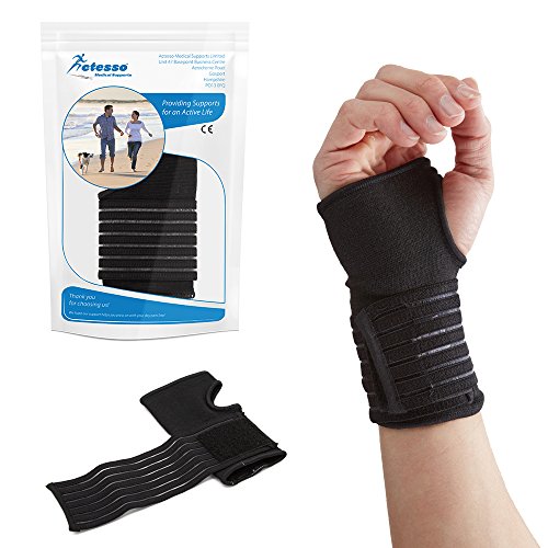 Órtesis Muñequera de Protección de Muñeca Actesso (Negro o Beige) – Soportes para Deportivo, Esquinces y Distensiones (Pequeña, Negro)