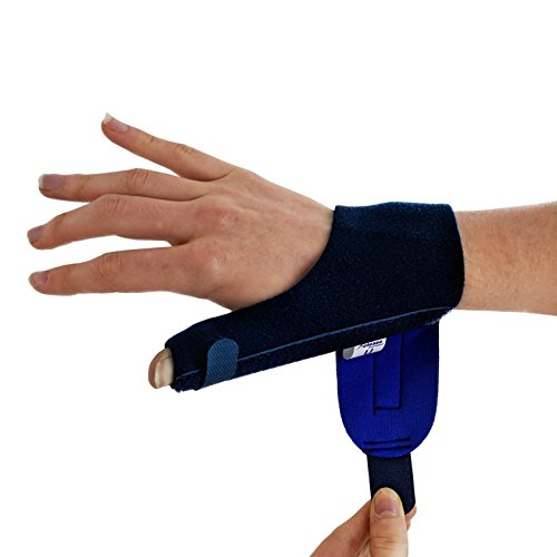 Órtesis Neopreno Para Pulgar - La ferula pulgar Actesso es perfecta para dolor de pulgar, tendinitis, esguinces y distensiones - izquierda o derecha - tamaño universal (Izquierda, Azul)