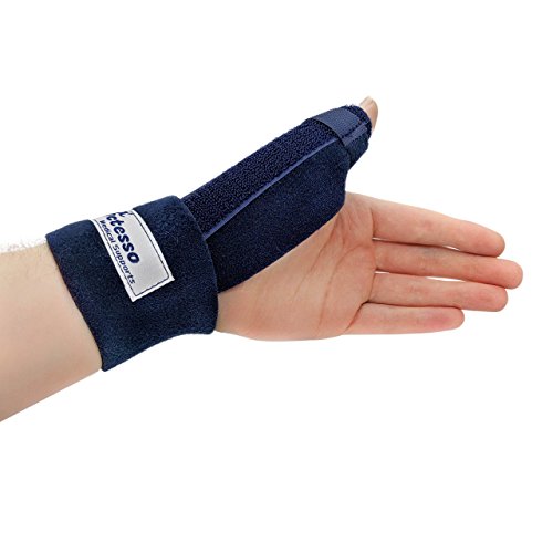 Órtesis Neopreno Para Pulgar - La ferula pulgar Actesso es perfecta para dolor de pulgar, tendinitis, esguinces y distensiones - izquierda o derecha - tamaño universal (Izquierda, Azul)