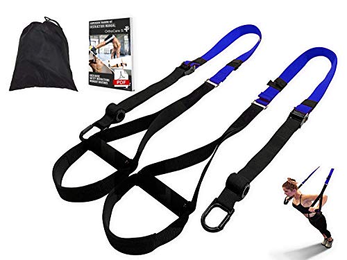 Ortho Care S Fitness - Entrenamiento en Suspension/Funcional con Cuerdas. Kit Multifuncion Gimnasia - Fortalecimiento, Resistencia y Tonificacion Muscular. con Anclaje para Puerta.…