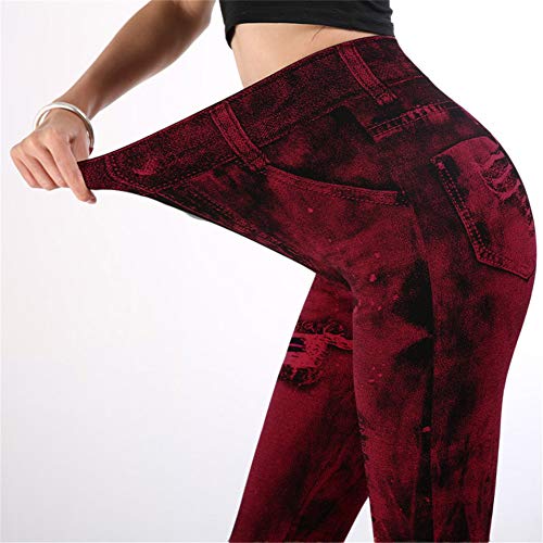 OtoñO/Invierno Leggings con Estampado De Mezclilla De ImitacióN Leggings Pantalones De Mujer Pantalones Multicolores A La Cadera Recortados