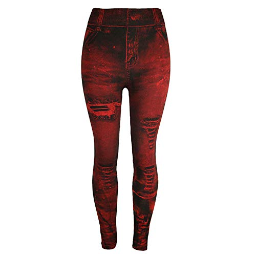 OtoñO/Invierno Leggings con Estampado De Mezclilla De ImitacióN Leggings Pantalones De Mujer Pantalones Multicolores A La Cadera Recortados