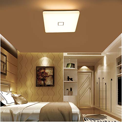 Öuesen LED 24W lámpara de techo resistente al agua moderna LED luz de techo cuadrada delgada 2050lm Blanco cálido 3000K para baño Dormitorio Cocina Sala de estar Comedor Balcón Pasillo