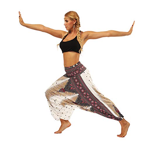 Oukeep Pantalones De Yoga De Fitness con Estampado Digital Holgado, Pantalones De Baile Casual Livianos Y Florales, Adecuados para Deportes De Ocio Y Yoga