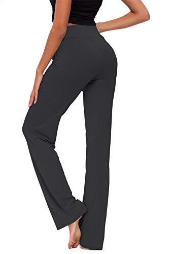 OURCAN Pantalones De Yoga para Mujer con Bolsillos Cordón De Pierna Ancha Salón Recto Suelto Pantalones De Entrenamiento De Entrenamiento Pantalones De Chándal Casuales Activos (Negro, M)