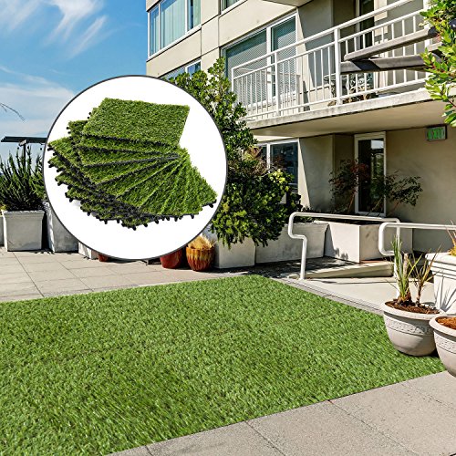 Outsunny Césped Artificial Tipo Alfombra o Estera de Hierba Sintética de Exterior Interior 30x30 25mm para Jardín y Terraza 10 Piezas Densidad 6500