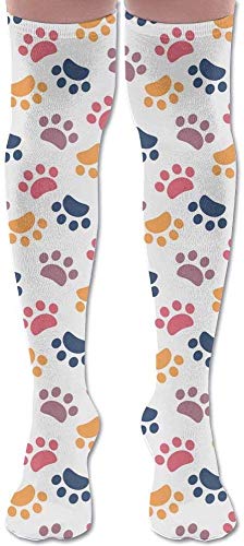 ouyjian Paw Pattern Animal Imprint On A White Vector Image Compression Socks,Knee High Compression Sock Women & Men - Best Running,Athletic Sports,Crossfit,Flight Travel Comfortable 5683