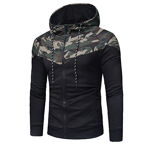 Overdose Camuflaje De Manga Larga con Capucha De ImpresióN Sudadera con Capucha Tops Chaqueta Abrigo Negro Outwear LiquidacióN Encapuchado para Hombres