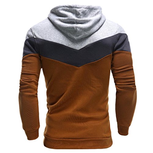 OverDose La chaqueta de la chaqueta de las tapas de la sudadera con capucha de la manga larga retro de los hombres Outwear (M, Café)