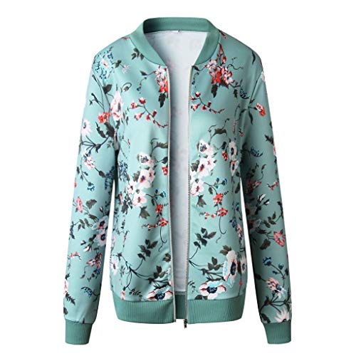 Overdose Las Nuevas SeñOras De Las Mujeres Retro Floral O-Cuello Zipper Up Bomber Mejor Venden Chaqueta Casual Outwear