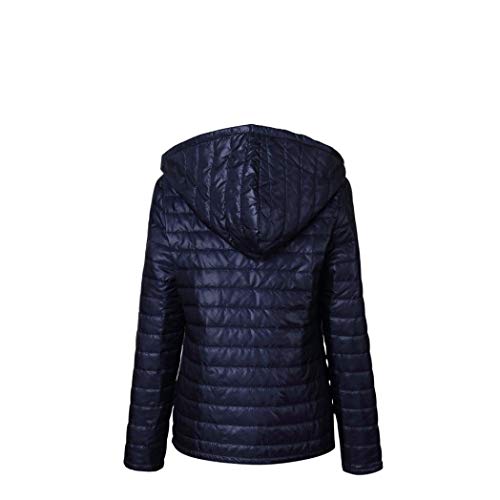 Overdose Mujeres Ultra Light Down Chaqueta con Capucha Invierno Down Rosa Negro Chaquetas Invierno Abrigo Mujeres Parka Abrigos con Cremallera (Large, Azul Marino)