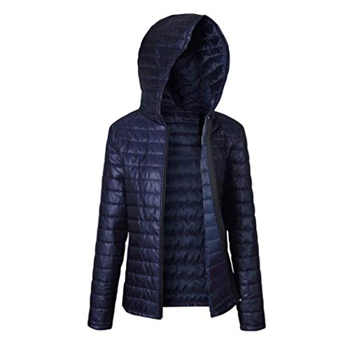 Overdose Mujeres Ultra Light Down Chaqueta con Capucha Invierno Down Rosa Negro Chaquetas Invierno Abrigo Mujeres Parka Abrigos con Cremallera (Large, Azul Marino)