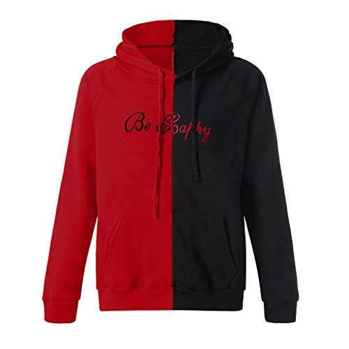 Overdose Sudadera Hombres Patchwork Slim Fit Hoodie OtoñO Moda Outwear Nueva Blusa Adolescente Top 2018 Sudadera (2X-Large, Rojo)