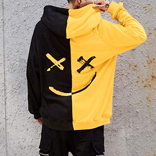 Overdose Sudadera Hombres Patchwork Slim Fit Hoodie OtoñO Moda Outwear Nueva Blusa Adolescente Top 2018 Sudadera (Medium, A-Amarillo)