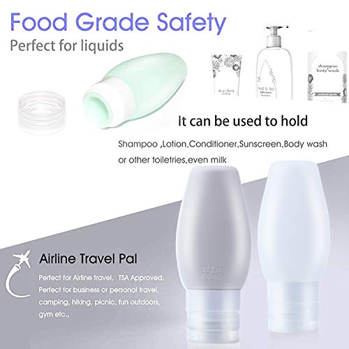 O'woda 6 Piezas Botellas de Viaje Portátiles, 90ml Travel Bottles Set, Libre de BPA, FDA Aprobado, Anti-Fugas, Rellenable, para Desinfectante de Manos Champú Crema de Baño Loción [6 Pcs - 3 oz]