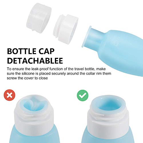 O'woda 6 Piezas Botellas de Viaje Portátiles, 90ml Travel Bottles Set, Libre de BPA, FDA Aprobado, Anti-Fugas, Rellenable, para Desinfectante de Manos Champú Crema de Baño Loción [6 Pcs - 3 oz]