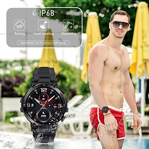 O'woda D13 Smartwatch, 1.3 Inch Reloj Inteligente con Pulsómetro Presión Arterial,Monitor de Sueño Podómetro Contador de Caloría, Hombre Mujer niños Reloj Deportivo,Compatible para Android iOS (Negro)