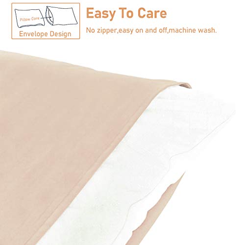 O'woda Funda Almohada 40 * 80 cm, 2 Unidades, 100% Microfibra, Antiarrugas sin Cremallera - Beige