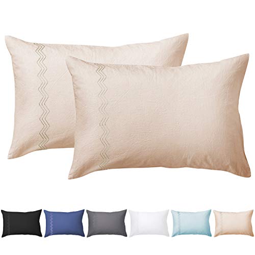 O'woda Funda Almohada 40 * 80 cm, 2 Unidades, 100% Microfibra, Antiarrugas sin Cremallera - Beige