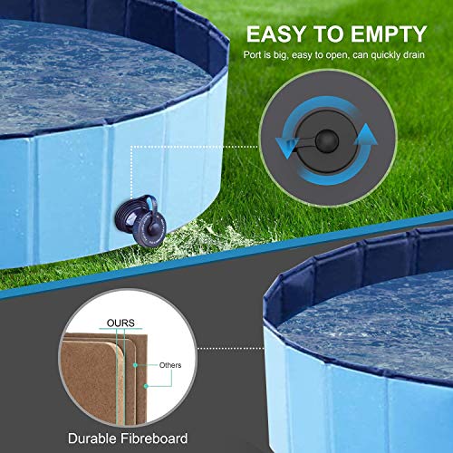 O'woda Piscina para Perros, Mascotas, Plegable Bañera de Perros, PVC Antideslizante y Resistente, con Cepillo de Baño para Mascotas (S/80 * 80 * 20 cm)