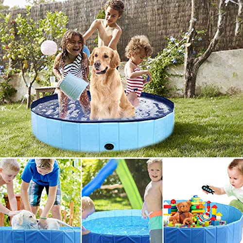 O'woda Piscina para Perros, Mascotas, Plegable Bañera de Perros, PVC Antideslizante y Resistente, con Cepillo de Baño para Mascotas (S/80 * 80 * 20 cm)