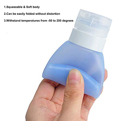 O'woda Set de Botella de Viaje,TSA Aprobado, FDA Certified BPA Free,Rellenable y a Prueba de Fugas Botella de Viaje de Silicona para Crema,Champús,Lociones y Artículos de Tocador(Azul+Rosado)