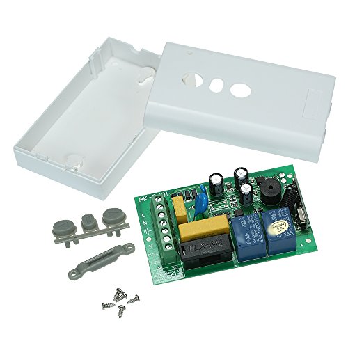 OWSOO 1PCS 2CH Receptor Inalámbrico + 1PCS Interruptor de Control Remoto Inalámbrico, AC220V 433MHz 1527 Chip, para Pantalla de Proyección, Eléctrica Puerta de Garaje, Cortina Electrica, ect