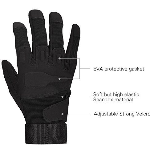 Oziral Guantes Tácticos, Guantes de Dedo Completo, Se Puede Utilizar para Camping, Senderismo, Escalada, Combate (M)