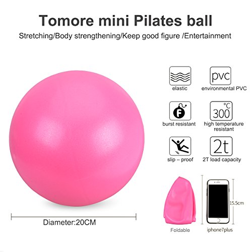 OZUAR Mini Exercise Ball Pilates Ball for Stability Balance Fitness Gym Workout Barre Yoga Core Strength Training Physical Therapy Physical Relaxing Massage with Straw 25cm Pink