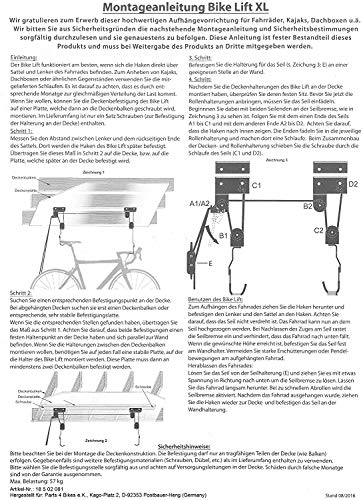 P4B | elevador para bicicletas en el techo - hasta 57 kg | Bike Lift XL Strong | para e-bike también