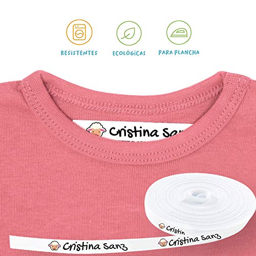 Pack 155 etiquetas personalizadas para marcar ropa y objetos. 100 Etiquetas de tela termoadhesiva + 55 etiquetas adhesivas de vinilo. (ANIMALS)