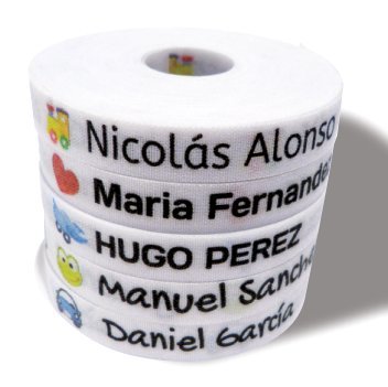 Pack 155 etiquetas personalizadas para marcar ropa y objetos. 100 Etiquetas de tela termoadhesiva + 55 etiquetas adhesivas de vinilo. (Color 1)