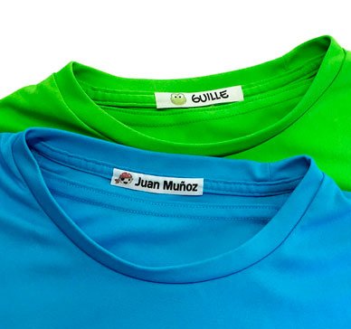 Pack 155 etiquetas personalizadas para marcar ropa y objetos. 100 Etiquetas de tela termoadhesiva + 55 etiquetas adhesivas de vinilo. (Color 1)