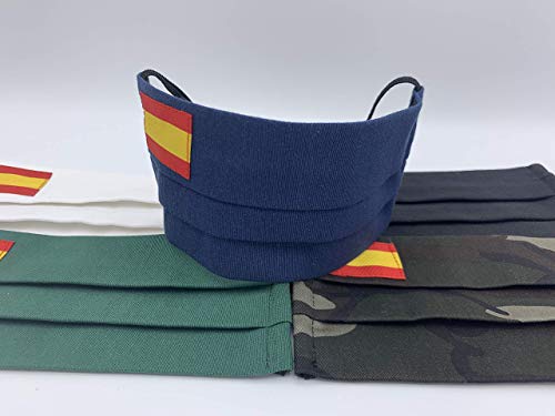 Pack 2 unidades de algodon Verde Azul Militar Negra Roja Rosa Blanca con bandera de España