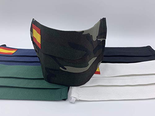 Pack 2 unidades de algodon Verde Azul Militar Negra Roja Rosa Blanca con bandera de España